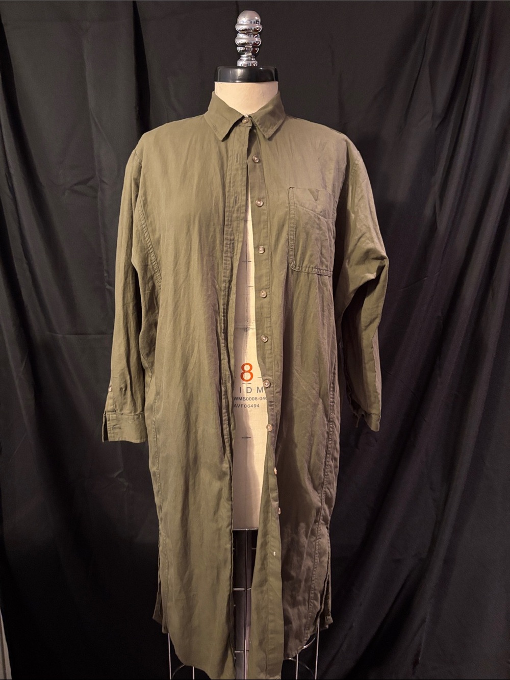 Olive Green Longline Shirt Dress